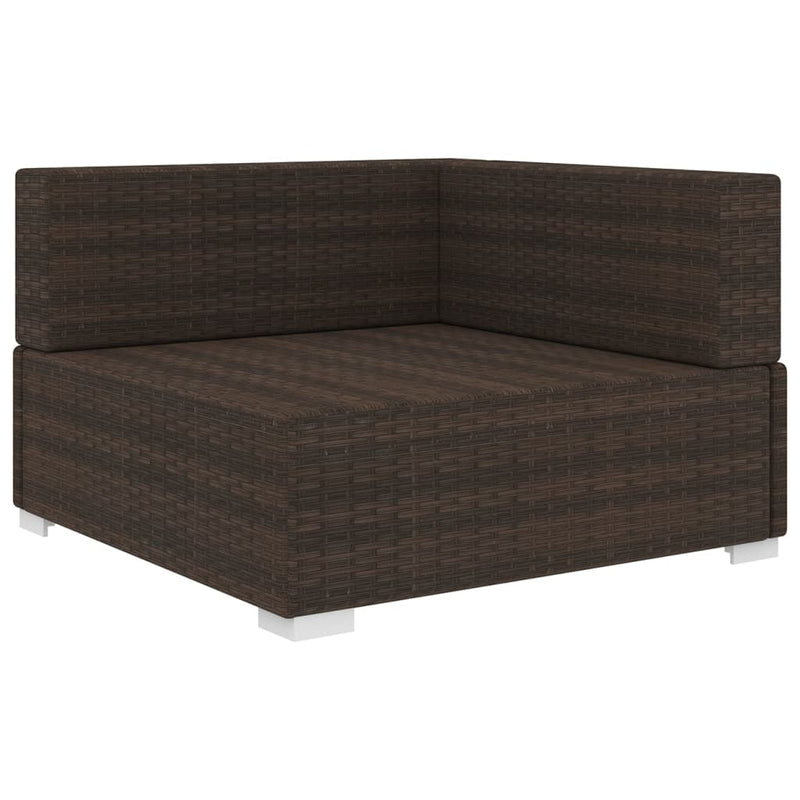 vidaXL Sectional Corner Chair 1 pc with Cushions Poly Rattan Brown