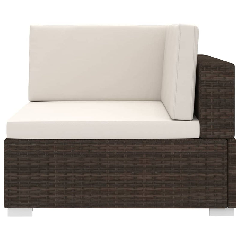 vidaXL Sectional Corner Chair 1 pc with Cushions Poly Rattan Brown