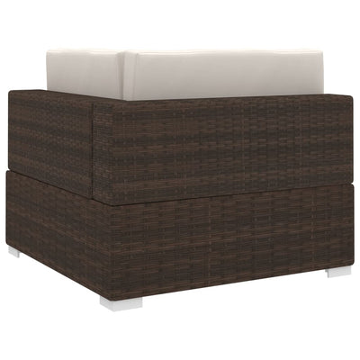 vidaXL Sectional Corner Chair 1 pc with Cushions Poly Rattan Brown