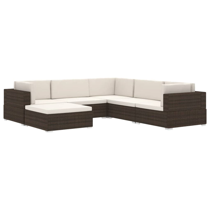 vidaXL Sectional Corner Chair 1 pc with Cushions Poly Rattan Brown