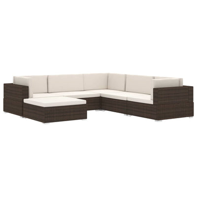 vidaXL Sectional Corner Chair 1 pc with Cushions Poly Rattan Brown