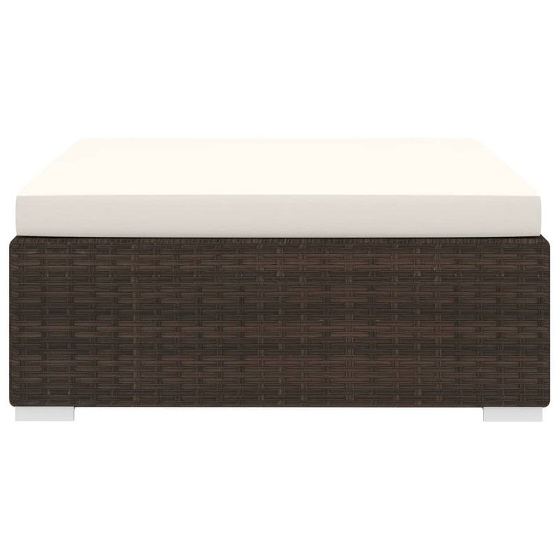vidaXL Sectional Footrest 1 pc with Cushion Poly Rattan Brown