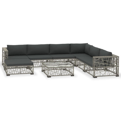vidaXL 8 Piece Garden Lounge Set with Cushions Poly Rattan Grey