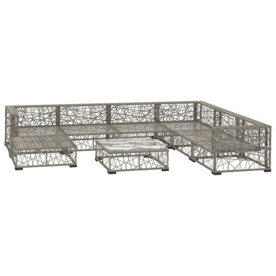 vidaXL 8 Piece Garden Lounge Set with Cushions Poly Rattan Grey