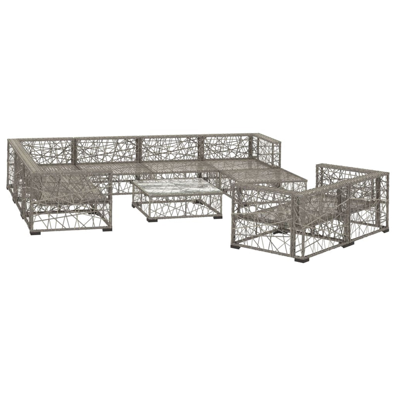 vidaXL 10 Piece Garden Lounge Set with Cushions Poly Rattan Grey