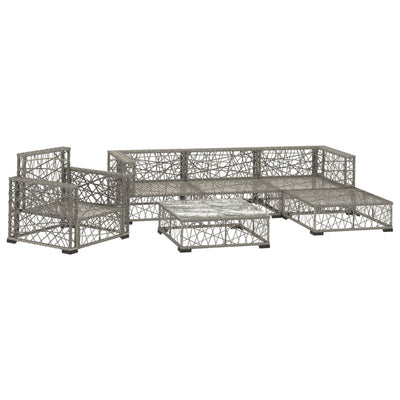 vidaXL 6 Piece Garden Lounge Set with Cushions Poly Rattan Grey
