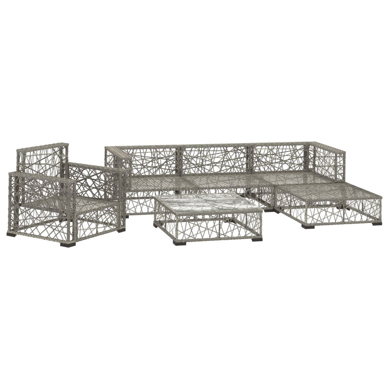 vidaXL 6 Piece Garden Lounge Set with Cushions Poly Rattan Grey