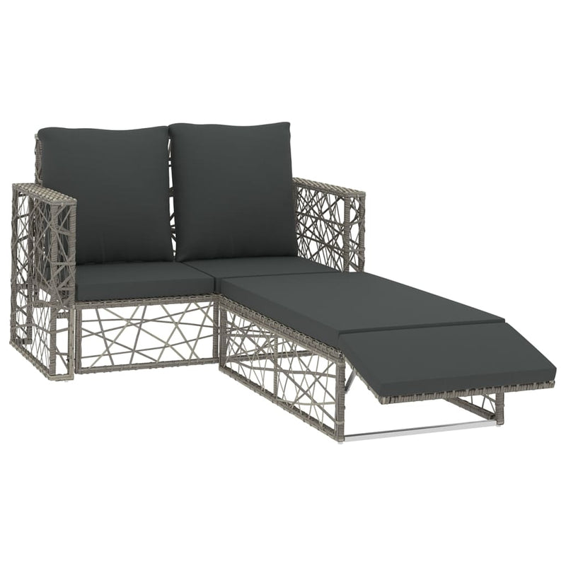 vidaXL 2 Piece Garden Lounge Set with Cushions Poly Rattan Grey
