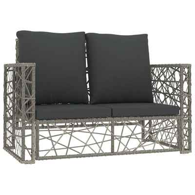 vidaXL 2 Piece Garden Lounge Set with Cushions Poly Rattan Grey