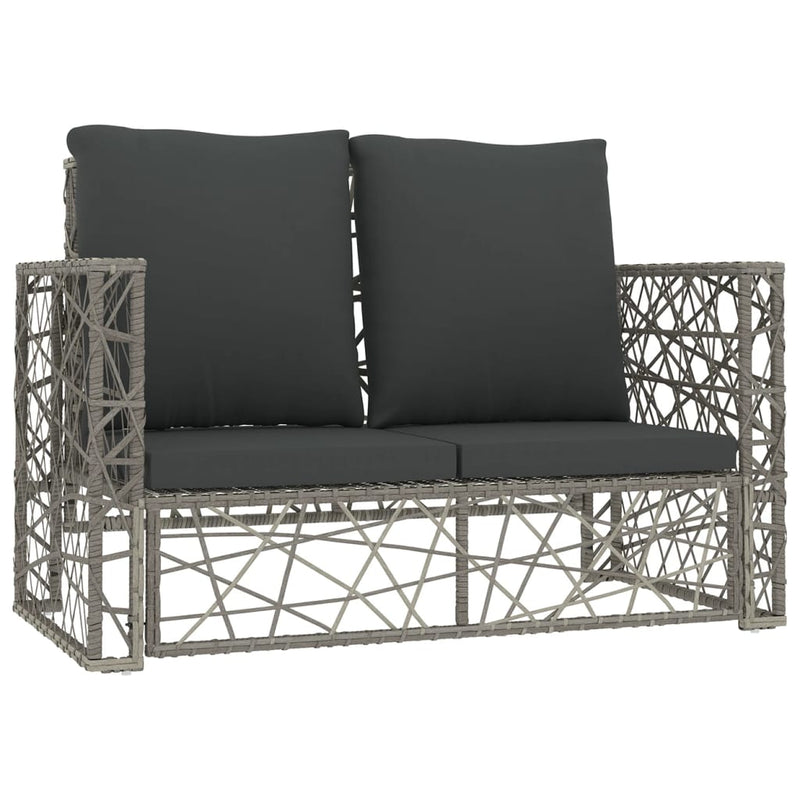 vidaXL 2 Piece Garden Lounge Set with Cushions Poly Rattan Grey