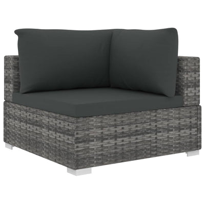 vidaXL 10 Piece Garden Lounge Set with Cushions Poly Rattan Grey