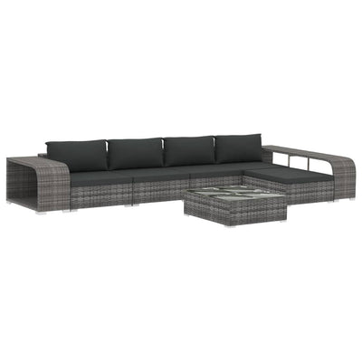 vidaXL 8 Piece Garden Lounge Set with Cushions Poly Rattan Grey