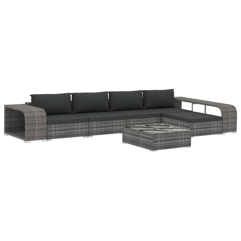 vidaXL 8 Piece Garden Lounge Set with Cushions Poly Rattan Grey