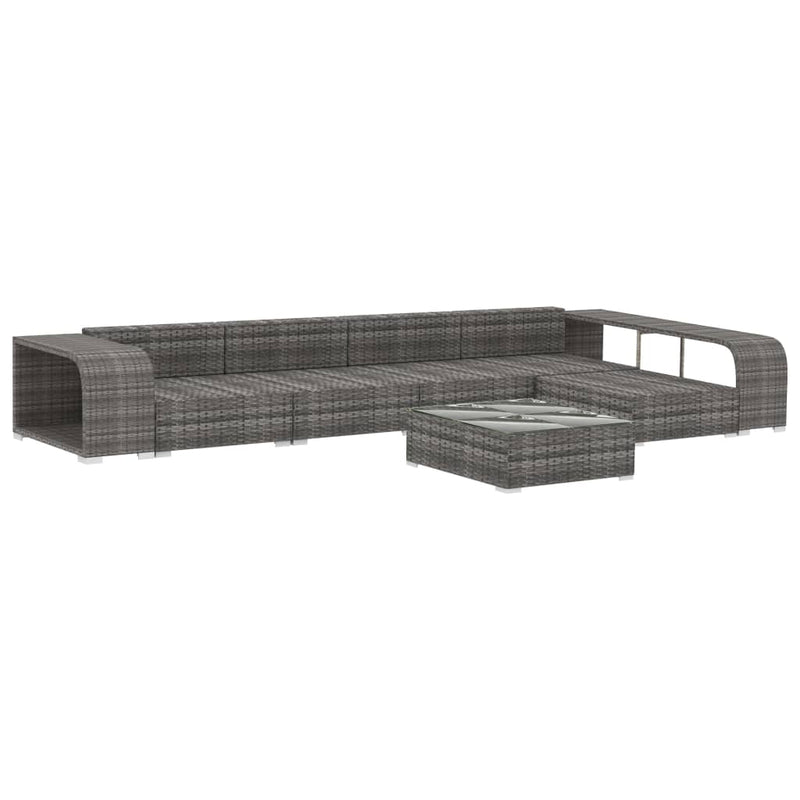vidaXL 8 Piece Garden Lounge Set with Cushions Poly Rattan Grey