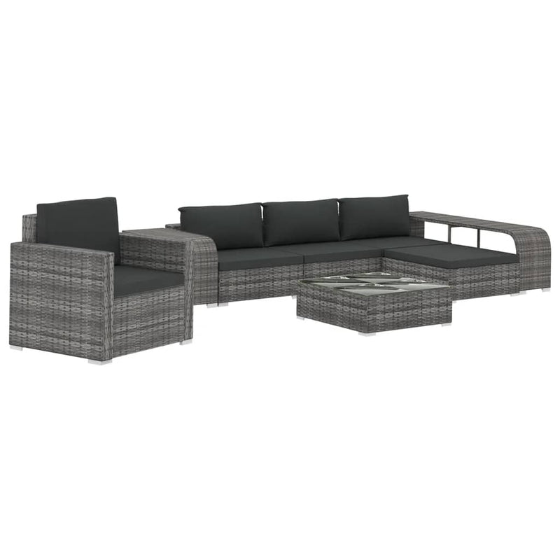 vidaXL 8 Piece Garden Lounge Set with Cushions Poly Rattan Grey