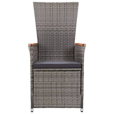 vidaXL Reclining Garden Chairs 2 pcs with Cushions Poly Rattan Grey