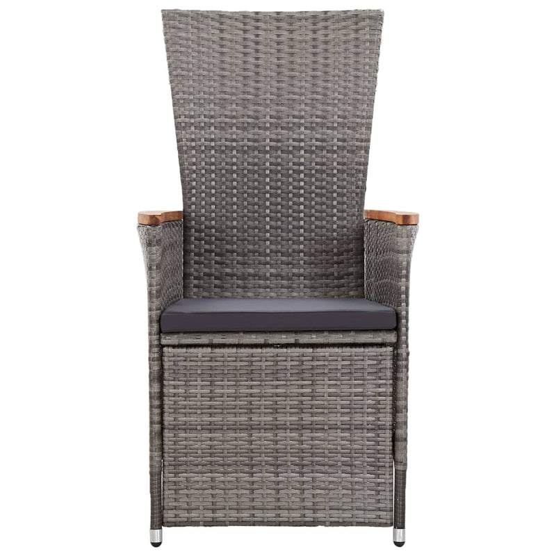 vidaXL Reclining Garden Chairs 2 pcs with Cushions Poly Rattan Grey