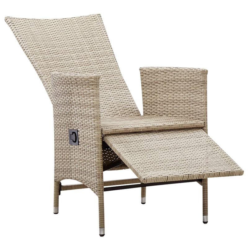 vidaXL Reclining Garden Chairs 2 pcs with Cushions Poly Rattan Beige