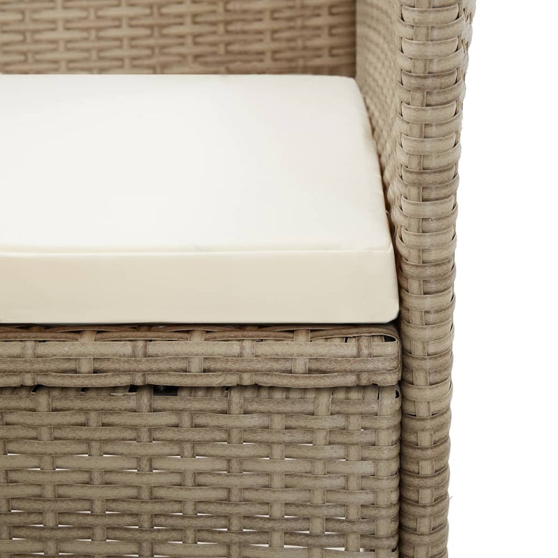 vidaXL Outdoor Chairs 2 pcs with Cushions Poly Rattan Beige