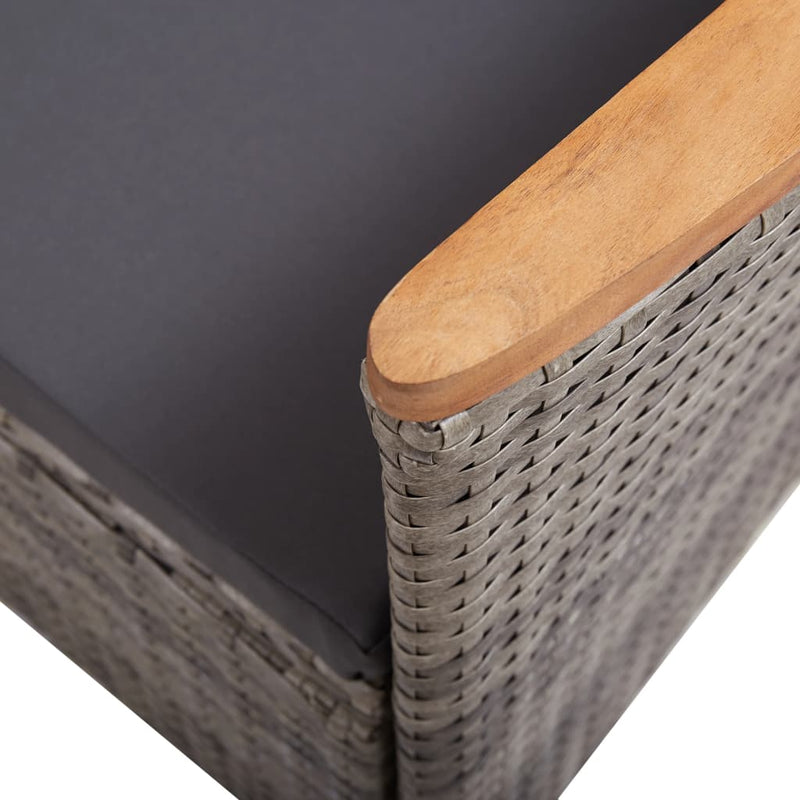 vidaXL Outdoor Chairs 2 pcs with Cushions Poly Rattan Grey