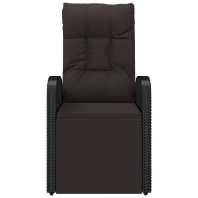 vidaXL Reclining Garden Chair with Cushion Poly Rattan Black