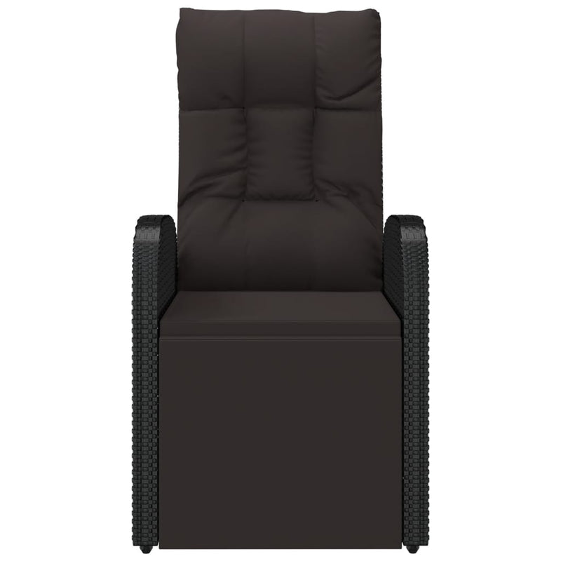 vidaXL Reclining Garden Chair with Cushion Poly Rattan Black