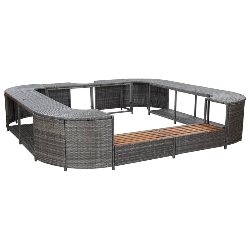 vidaXL Square Spa Surround Black 268 x 268 x 55 cm Poly Rattan