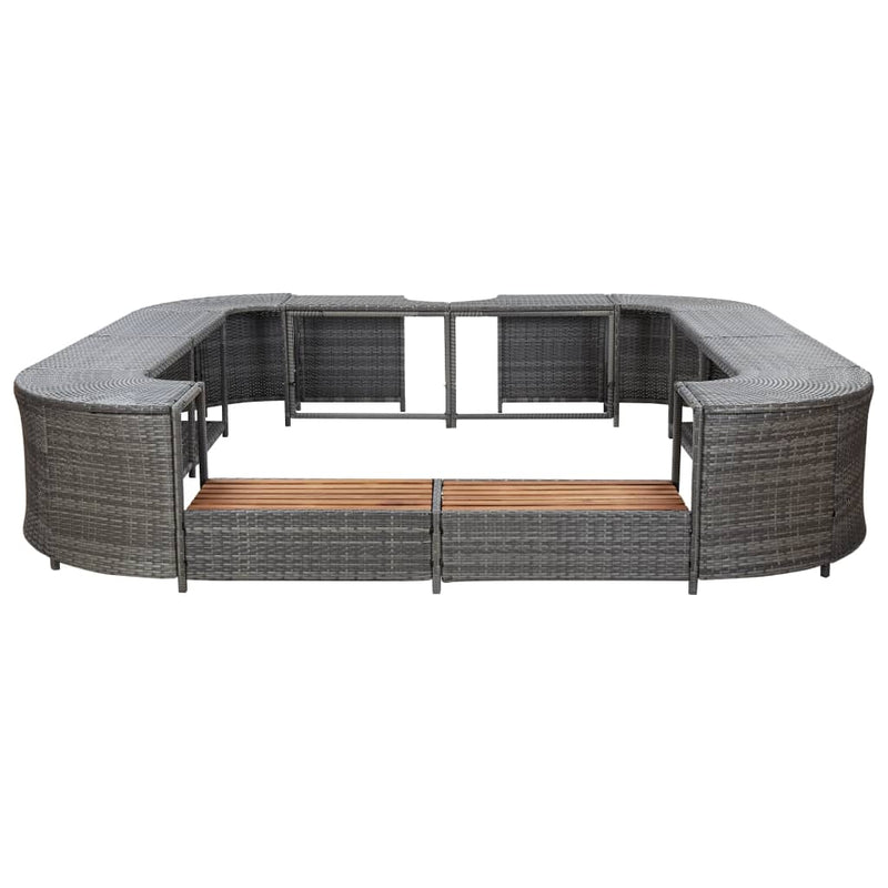 vidaXL Square Spa Surround Black 268 x 268 x 55 cm Poly Rattan