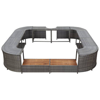 vidaXL Square Spa Surround Black 268 x 268 x 55 cm Poly Rattan