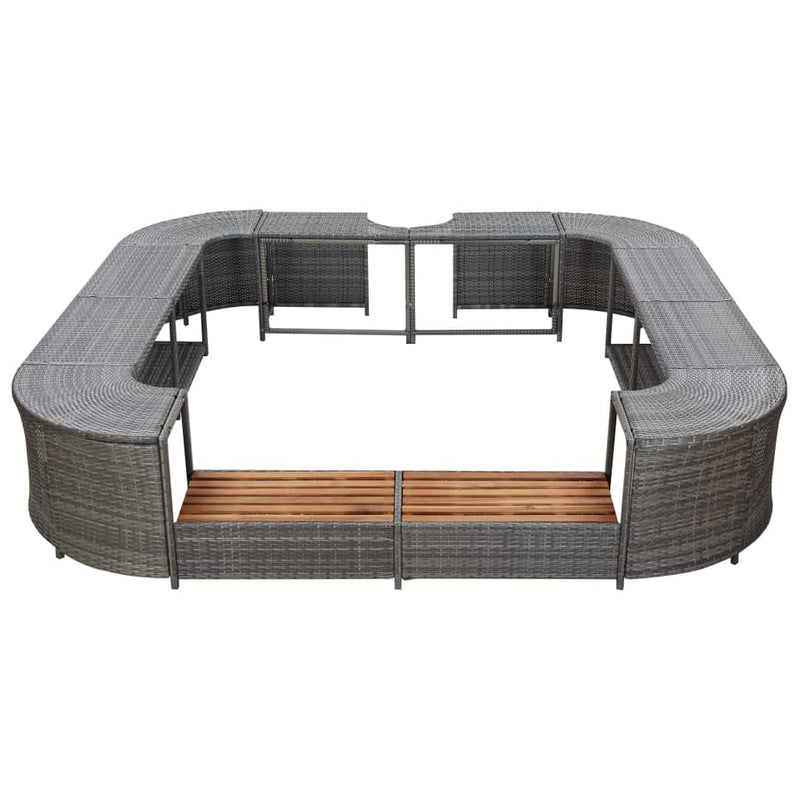 vidaXL Square Spa Surround Black 268 x 268 x 55 cm Poly Rattan