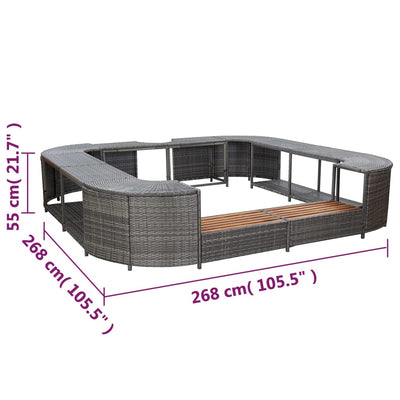 vidaXL Square Spa Surround Black 268 x 268 x 55 cm Poly Rattan