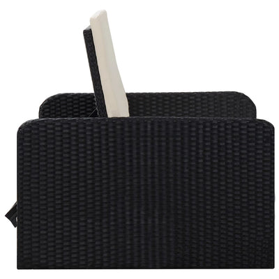 vidaXL 2 Piece Garden Lounge Set with Cushions Poly Rattan Black