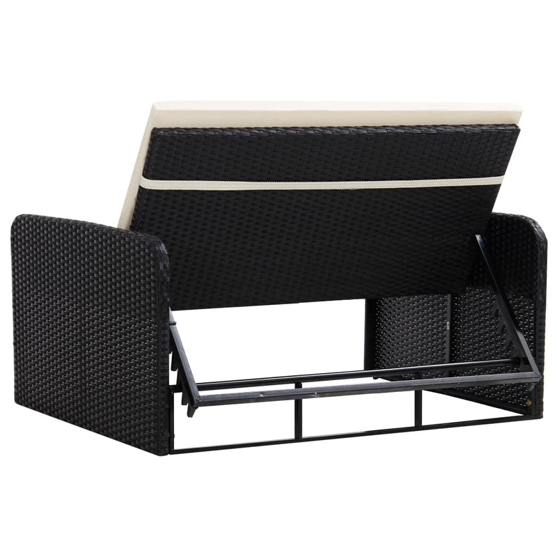 vidaXL 2 Piece Garden Lounge Set with Cushions Poly Rattan Black