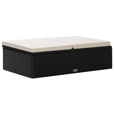 vidaXL 2 Piece Garden Lounge Set with Cushions Poly Rattan Black