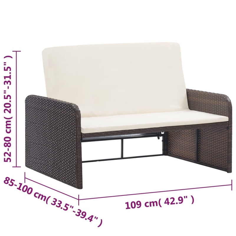 vidaXL 2 Piece Garden Lounge Set with Cushions Poly Rattan Brown