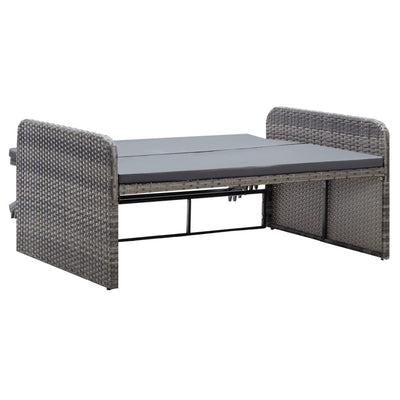 vidaXL 2 Piece Garden Lounge Set with Cushions Poly Rattan Grey