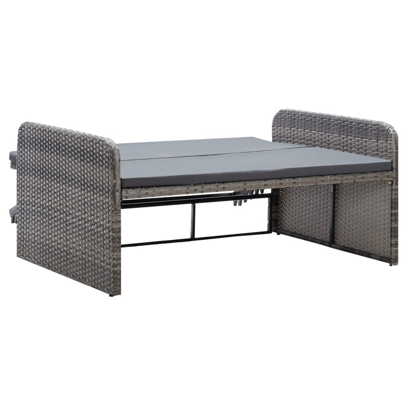 vidaXL 2 Piece Garden Lounge Set with Cushions Poly Rattan Grey