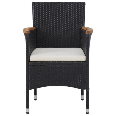 vidaXL 5 Piece Outdoor Dining Set Black Poly Rattan and Acacia Wood