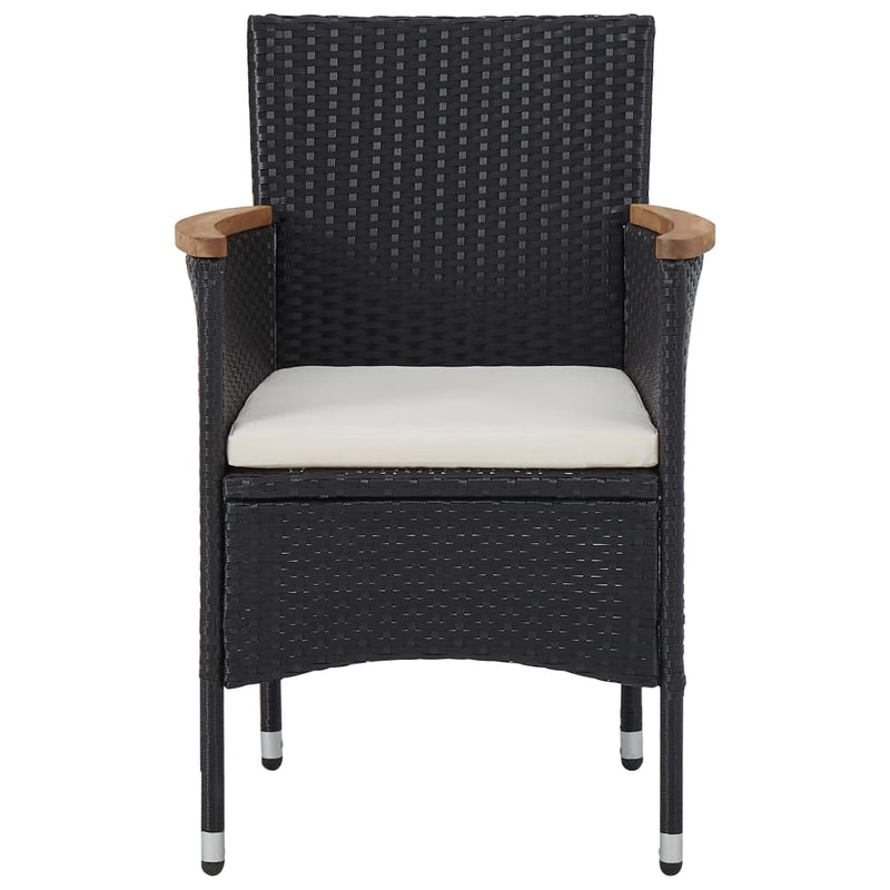 vidaXL 5 Piece Outdoor Dining Set Black Poly Rattan and Acacia Wood