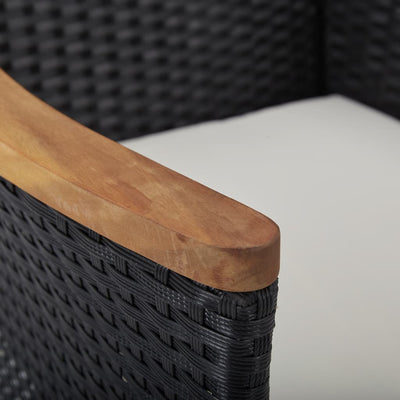 vidaXL 5 Piece Outdoor Dining Set Black Poly Rattan and Acacia Wood