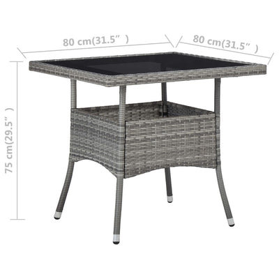 vidaXL Outdoor Dining Table Black Poly Rattan and Glass