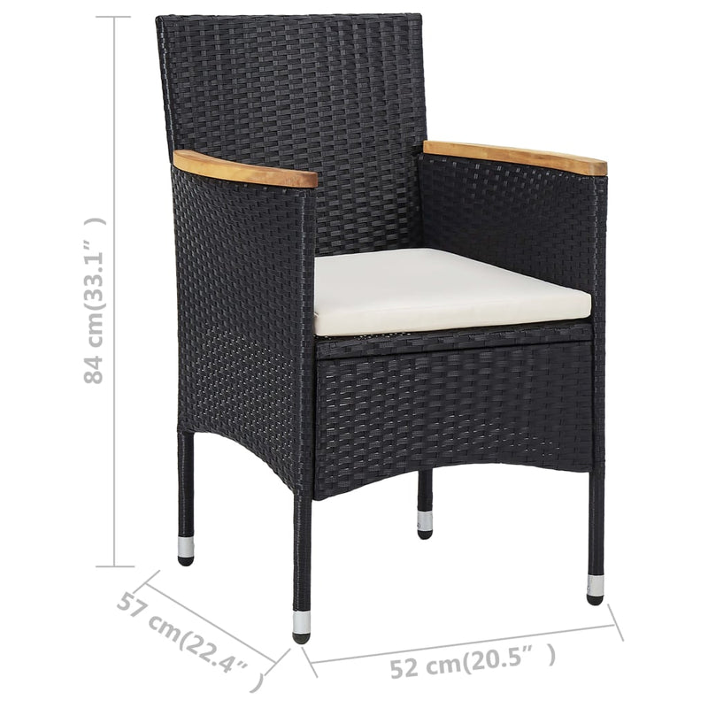 vidaXL Garden Dining Chairs 2 pcs Poly Rattan Black
