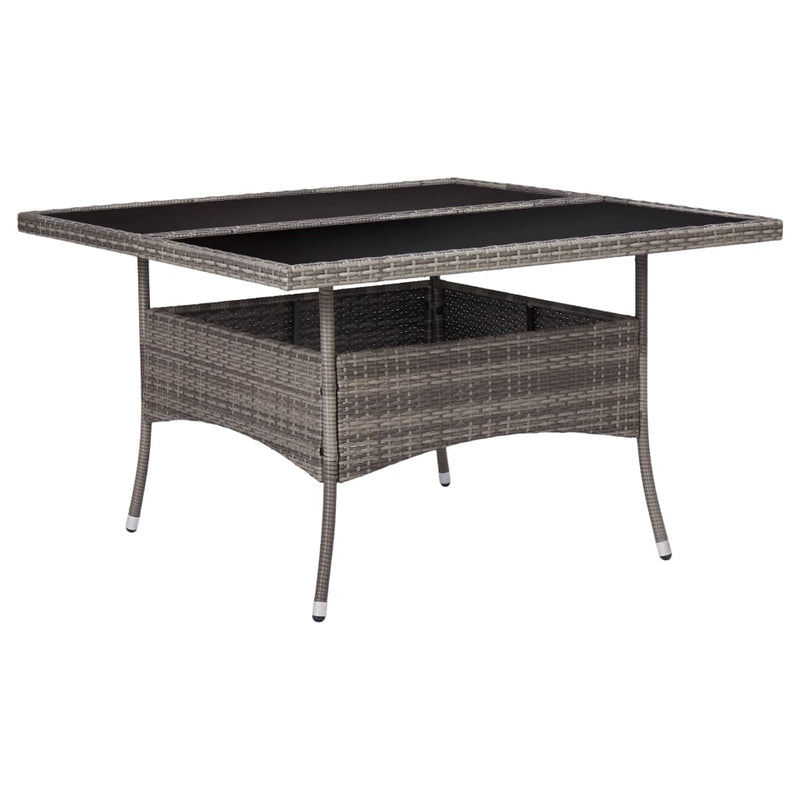 vidaXL Outdoor Dining Table Black Poly Rattan and Glass