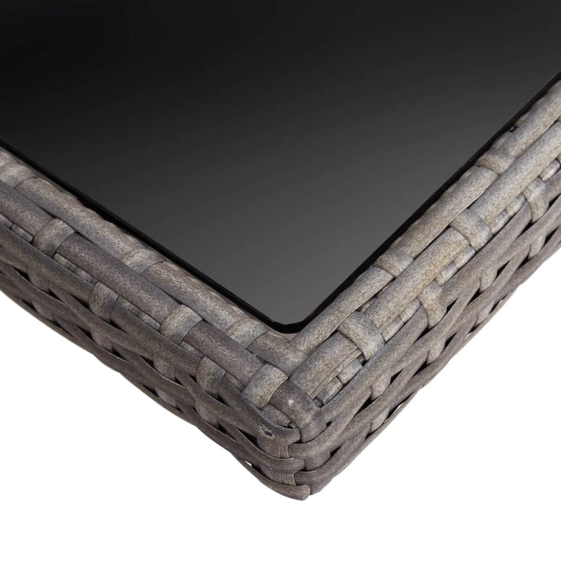 vidaXL Outdoor Dining Table Black Poly Rattan and Glass