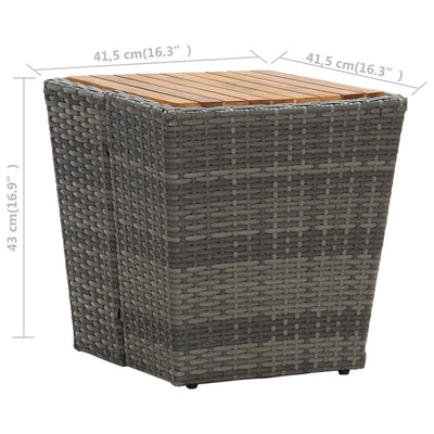 vidaXL Tea Table Black 41.5x41.5x43 cm Poly Rattan and Solid Acacia Wood