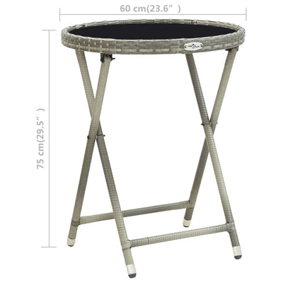 vidaXL Tea Table Black 60 cm Poly Rattan and Tempered Glass