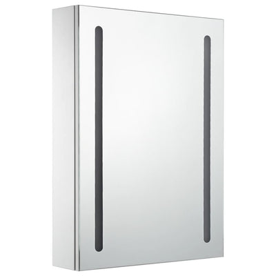 vidaXL LED Bathroom Mirror Cabinet White and Oak 50x13x70 cm