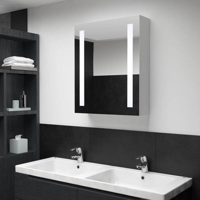 vidaXL LED Bathroom Mirror Cabinet White and Oak 50x13x70 cm