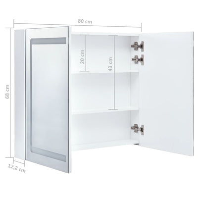 vidaXL LED Bathroom Mirror Cabinet 80x12.2x68 cm