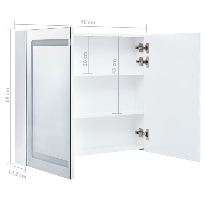 vidaXL LED Bathroom Mirror Cabinet 80x12.2x68 cm